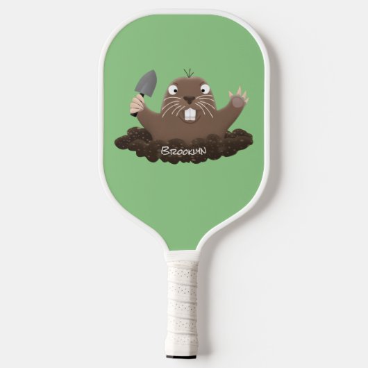 Funny zakgopher digging cartoon illustratie pickleball paddle (Achterkant)