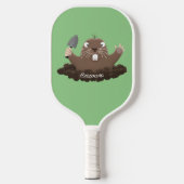 Funny zakgopher digging cartoon illustratie pickleball paddle (Voorkant)