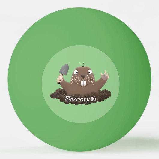 Funny zakgopher digging cartoon illustratie pingpongbal (Voorkant)
