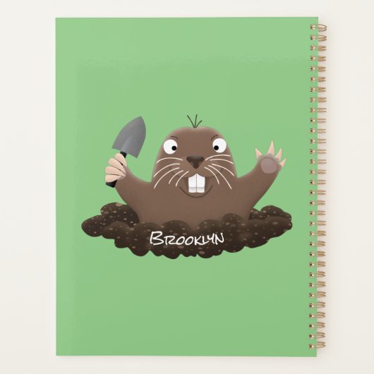 Funny zakgopher digging cartoon illustratie planner (Achterkant)