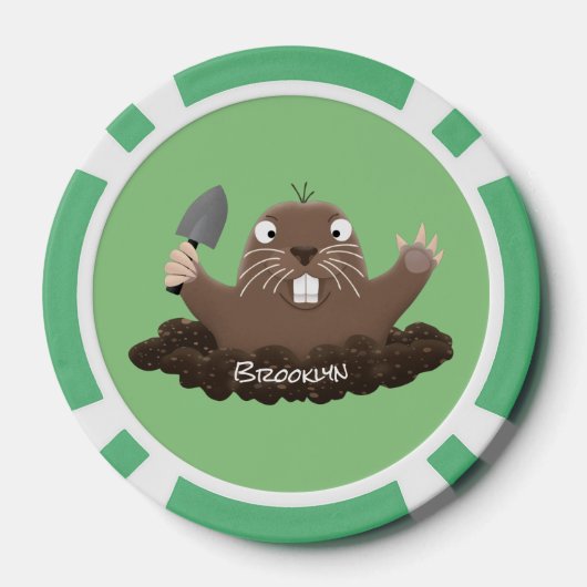 Funny zakgopher digging cartoon illustratie poker chips (Achterkant)