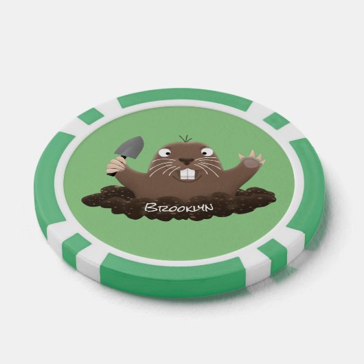 Funny zakgopher digging cartoon illustratie poker chips (Enkel)