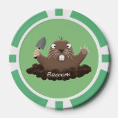 Funny zakgopher digging cartoon illustratie poker chips (Voorkant)