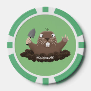 Funny zakgopher digging cartoon illustratie poker chips