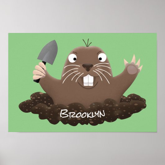 Funny zakgopher digging cartoon illustratie poster (Voorkant)