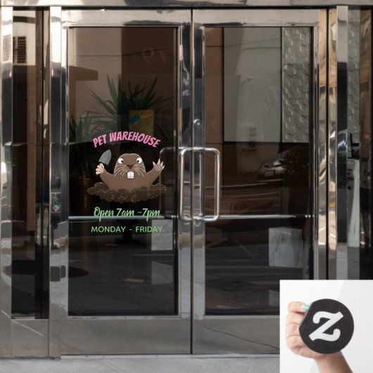 Funny zakgopher digging cartoon illustratie raamsticker (Kantoordeur)
