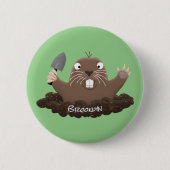 Funny zakgopher digging cartoon illustratie ronde button 5,7 cm (Voorkant)