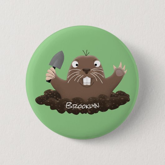 Funny zakgopher digging cartoon illustratie ronde button 5,7 cm (Voorkant)