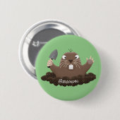 Funny zakgopher digging cartoon illustratie ronde button 5,7 cm (Voorkant /achterkant)