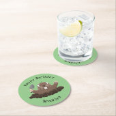 Funny zakgopher digging cartoon illustratie ronde kartonnen onderzetter (Insitu)