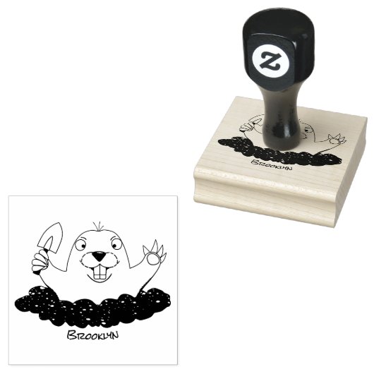 Funny zakgopher digging cartoon illustratie rubberstempel (Gestempeld)