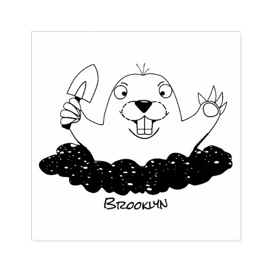 Funny zakgopher digging cartoon illustratie rubberstempel (Afrduk)