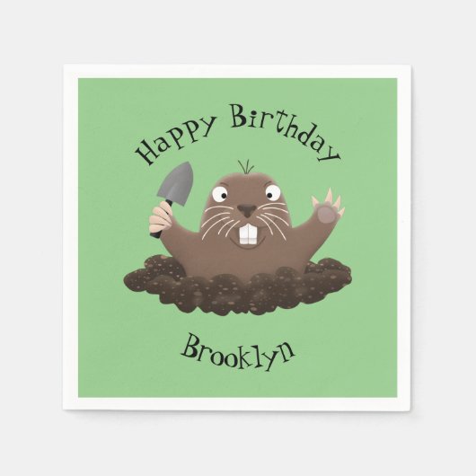 Funny zakgopher digging cartoon illustratie servet (Voorkant)