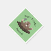 Funny zakgopher digging cartoon illustratie servet (Hoek)