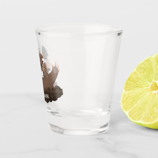 Funny zakgopher digging cartoon illustratie shot glas (Rechts)