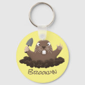 Funny zakgopher digging cartoon illustratie sleutelhanger (Voorkant)