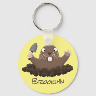 Funny zakgopher digging cartoon illustratie sleutelhanger