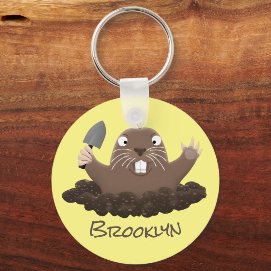 Funny zakgopher digging cartoon illustratie sleutelhanger (Voorkant)
