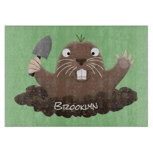 Funny zakgopher digging cartoon illustratie snijplank
