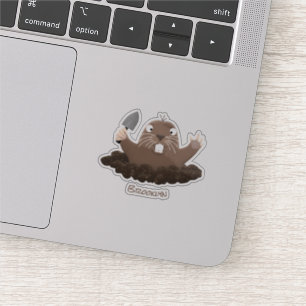 Funny zakgopher digging cartoon illustratie sticker
