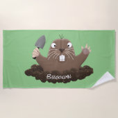 Funny zakgopher digging cartoon illustratie strandlaken (Voorkant)