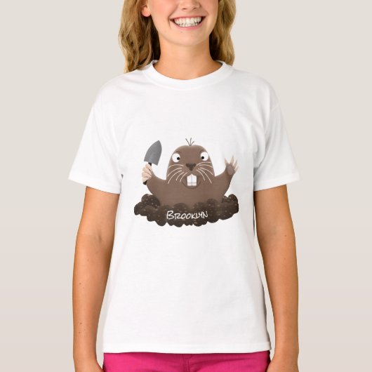 Funny zakgopher digging cartoon illustratie t-shirt (Voorkant)