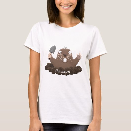 Funny zakgopher digging cartoon illustratie t-shirt (Voorkant)