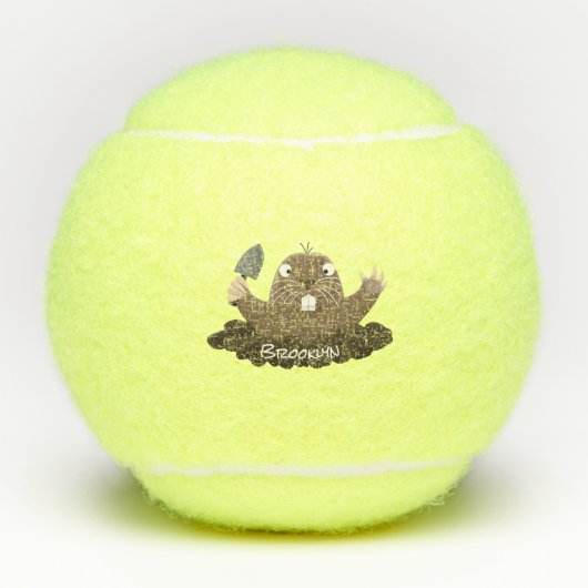 Funny zakgopher digging cartoon illustratie tennisballen (Voorkant)