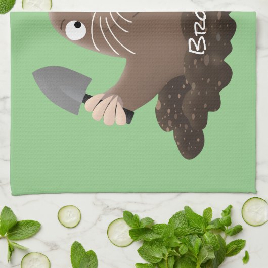 Funny zakgopher digging cartoon illustratie theedoek (Gevouwen)