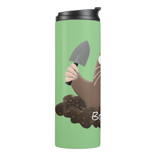 Funny zakgopher digging cartoon illustratie thermosbeker (Gedraaid links)