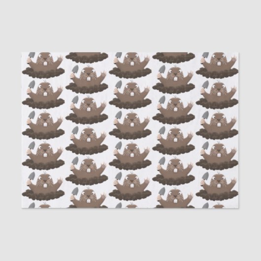 Funny zakgopher digging cartoon illustratie tissuepapier (Voorkant)