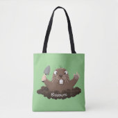 Funny zakgopher digging cartoon illustratie tote bag (Voorkant)