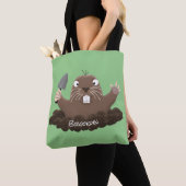 Funny zakgopher digging cartoon illustratie tote bag (Dichtbij)