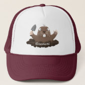 Funny zakgopher digging cartoon illustratie trucker pet (Voorkant)