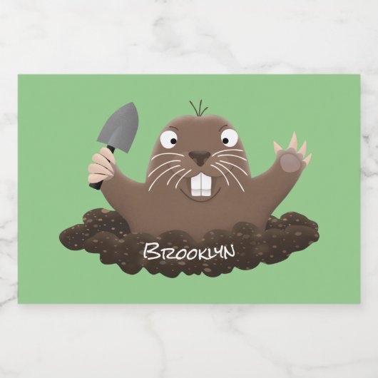 Funny zakgopher digging cartoon illustratie voedselcontainer etiket (Enkel label)