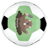 Funny zakgopher digging cartoon illustratie voetbal (Gedraaid)