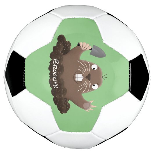 Funny zakgopher digging cartoon illustratie voetbal (Gedraaid)
