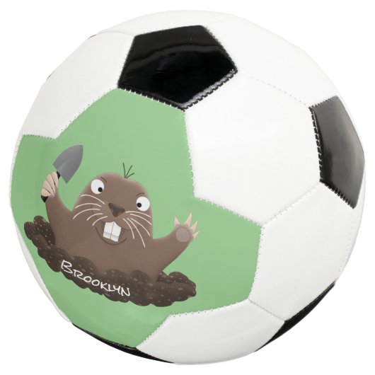 Funny zakgopher digging cartoon illustratie voetbal (Drie kwart)