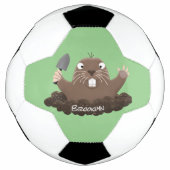Funny zakgopher digging cartoon illustratie voetbal (Voorkant)