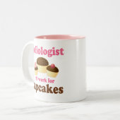 Funny zal werken voor Cupcakes Audioloog Tweekleurige Koffiemok (Voorkant links)