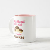 Funny zal werken voor cupcakes, bedwelmingstherapi tweekleurige koffiemok (Voorkant links)
