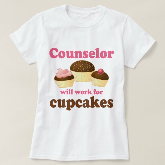 Funny zal werken voor Cupcakes Counselor T-shirt (Design voorkant)