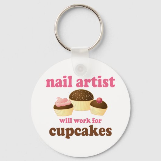 Funny zal werken voor Cupcakes Nail Artist Sleutelhanger (Voorkant)