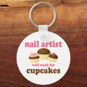 Funny zal werken voor Cupcakes Nail Artist Sleutelhanger (Voorkant)
