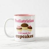 Funny zal werken voor Cupcakes Pediatricus Tweekleurige Koffiemok (Links)