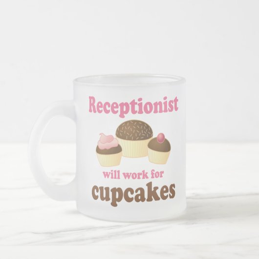 Funny zal werken voor Cupcakes Receptiontionist Matglas Koffiemok (Links)