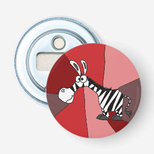 Funny Zebra Art Button Bottle Open Flesopener