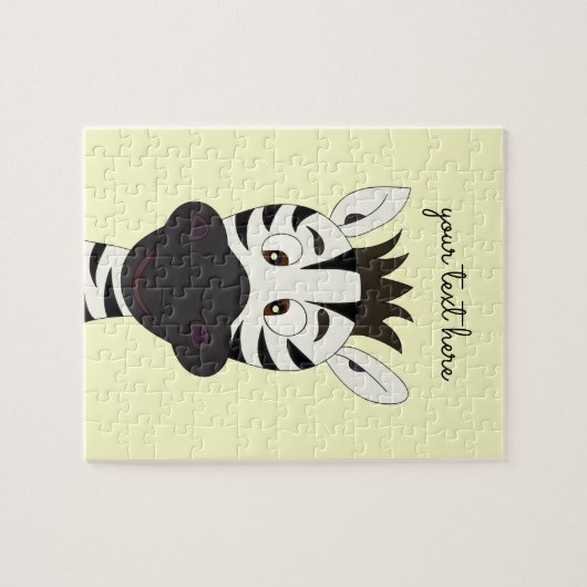 Funny zebra cartoon gele aangepaste kinder puzzel legpuzzel (Horizontaal)