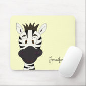 Funny zebra cartoon gele naam kinder mousepad muismat (Met muis)