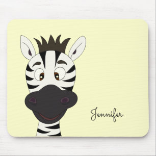 Funny zebra cartoon gele naam kinder mousepad muismat